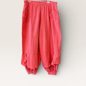 Ashro Relaxed Pants Size XL Boho Balloon Harem Style Watermelon Pink Coral